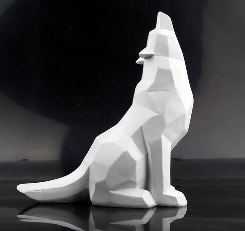 Wisifayardin White Howling Wolf Figurine Statue for Home Decor in Saudi Arabia
