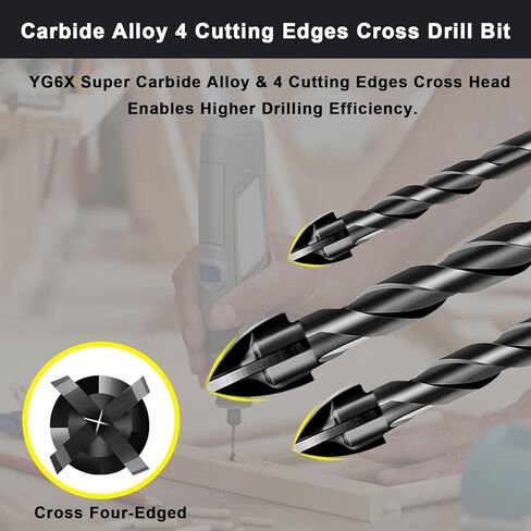 طقم رؤوس مثقاب البناء 12 قطعة، مجموعة رؤوس مثقاب خرسانية لبلاط السيراميك والطوب والزجاج والبلاستيك والخشب، رأس كربيد التنجستن للعمل مع مرآة حائط، رصف على الخرسانة أو جدار الطوب (4 5 6 8 10 12 مم) in Kuwait