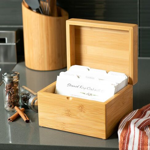 RSVP International Bamboo Collection Reusable and Biodegradable, Recipe Box, 7x5.6x4.5 in Kuwait