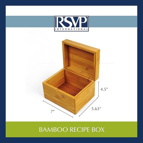 RSVP International Bamboo Collection Reusable and Biodegradable, Recipe Box, 7x5.6x4.5 in Kuwait