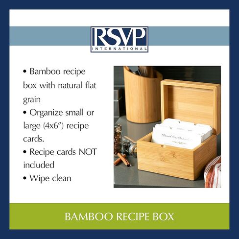 RSVP International Bamboo Collection Reusable and Biodegradable, Recipe Box, 7x5.6x4.5 in Kuwait