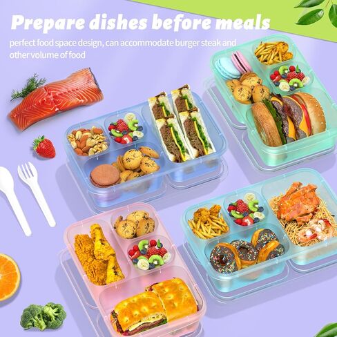 مجموعة صندوق الغداء XGXN Bento - 4 حاويات لإعداد الوجبات للأطفال والكبار، حاويات صندوق الغداء سميكة وسهلة التنظيف، قابلة للتكديس، آمنة للاستخدام في الميكروويف، خالية من مادة BPA (قمح (أرجواني/أخضر/أزرق/برتقالي)) in Kuwait