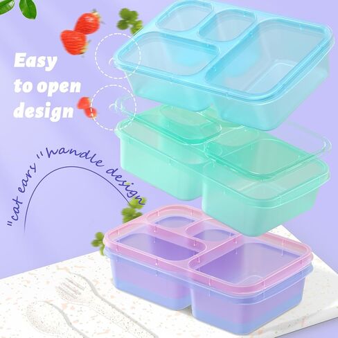 مجموعة صندوق الغداء XGXN Bento - 4 حاويات لإعداد الوجبات للأطفال والكبار، حاويات صندوق الغداء سميكة وسهلة التنظيف، قابلة للتكديس، آمنة للاستخدام في الميكروويف، خالية من مادة BPA (قمح (أرجواني/أخضر/أزرق/برتقالي)) in Kuwait