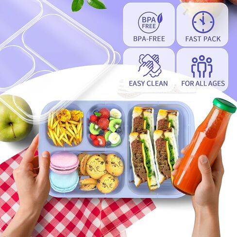 مجموعة صندوق الغداء XGXN Bento - 4 حاويات لإعداد الوجبات للأطفال والكبار، حاويات صندوق الغداء سميكة وسهلة التنظيف، قابلة للتكديس، آمنة للاستخدام في الميكروويف، خالية من مادة BPA (قمح (أرجواني/أخضر/أزرق/برتقالي)) in Kuwait