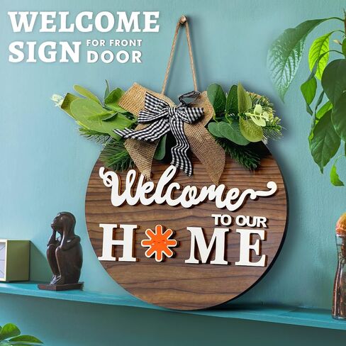 Welcome Wreath Frames front door signs for home decor – 30cm diameter Welcome Sign for Front Door Decor With Magnetic Interchangeable Icons, Suitable for All Seasons and Occasions – Perfect Front door in Saudi Arabia