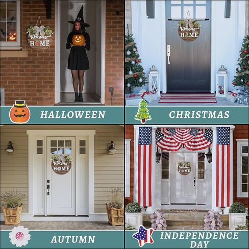 Welcome Wreath Frames front door signs for home decor – 30cm diameter Welcome Sign for Front Door Decor With Magnetic Interchangeable Icons, Suitable for All Seasons and Occasions – Perfect Front door in Saudi Arabia