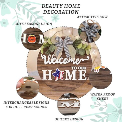 Welcome Wreath Frames front door signs for home decor – 30cm diameter Welcome Sign for Front Door Decor With Magnetic Interchangeable Icons, Suitable for All Seasons and Occasions – Perfect Front door in Saudi Arabia
