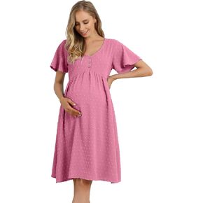 Coolmee Maternity Dress Womens V Neck Tunic Swing Dresses Babydolll Mini Dress Casual Nursing Tunic Dress in Kuwait