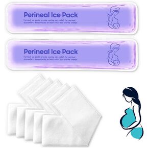 Perineal Ice Packs for Postpartum Reusable, Perineal Cold Packs, Postpartum Hemorrhoid Pain Childbirth Recovery Care, 2 Gel Pads+5 Washable Sleeves (Pink)