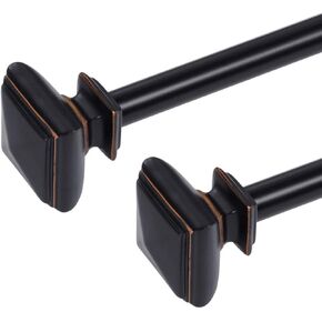 الفيروز 2 حزمة قضبان ستارة النافذة لنظام التشغيل Windows 28 إلى 48 بوصة ديكور قابل للتعديل 3/4 بوصة قطر نافذة واحدة قضبان الستارة مجموعتين، تيجان كلاسيكية مربعة غربية، نيكل in Kuwait