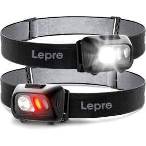 مصابيح أمامية LED من Lepro، مصباح رأس 1500Lux مع 6 أوضاع إضاءة وضوء أحمر، مصباح أمامي مقاوم للماء IPX4 للتخييم والمشي لمسافات طويلة وصيد الأسماك على الظهر، بدلة عصابة رأس قابلة للتعديل للبالغين والأطفال