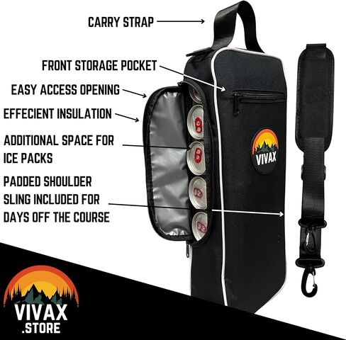 Vivax.Store Golf Cooler - Golf Accessory - Softsided Cooler - Leakproof Drink Sling - Convienently Fits Most Golf Bags - 6 Can & 2 Bottle Capacity - Stays Cool for A Full Round & More in Saudi Arabia