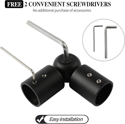 Anndason موصل الكوع المفصلي عالي التحمل، قضيب الستارة، موصل الكوع لقضبان ستائر نافذة الخليج مقاس 3/4 بوصة، لون أسود، (مجموعة من 2) in Kuwait