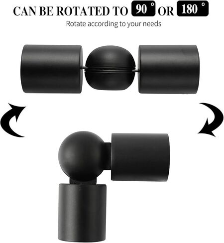 Anndason موصل الكوع المفصلي عالي التحمل، قضيب الستارة، موصل الكوع لقضبان ستائر نافذة الخليج مقاس 3/4 بوصة، لون أسود، (مجموعة من 2) in Kuwait