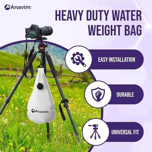 Anavim Water Weight Bag - 8lb & 4lb Portable Water Anchor Bags For Indoor & Outdoor Film Photography - Reduces Camera Tripod Stand Shake - Heavy Duty Hook Clips, Universal Installation - White, 2-Pack in Kuwait
