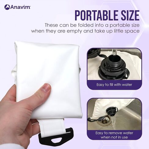 Anavim Water Weight Bag - 8lb & 4lb Portable Water Anchor Bags For Indoor & Outdoor Film Photography - Reduces Camera Tripod Stand Shake - Heavy Duty Hook Clips, Universal Installation - White, 2-Pack in Kuwait