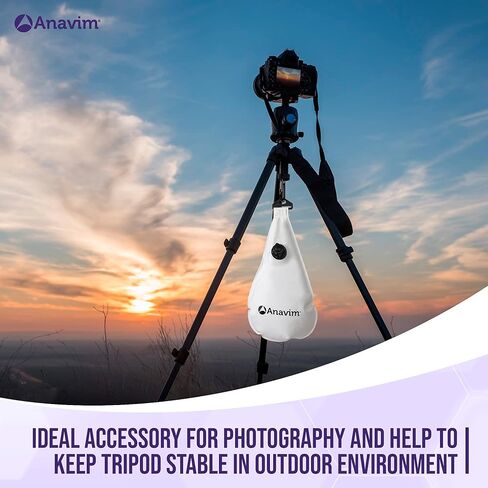 Anavim Water Weight Bag - 8lb & 4lb Portable Water Anchor Bags For Indoor & Outdoor Film Photography - Reduces Camera Tripod Stand Shake - Heavy Duty Hook Clips, Universal Installation - White, 2-Pack in Kuwait