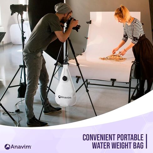 Anavim Water Weight Bag - 8lb & 4lb Portable Water Anchor Bags For Indoor & Outdoor Film Photography - Reduces Camera Tripod Stand Shake - Heavy Duty Hook Clips, Universal Installation - White, 2-Pack in Kuwait