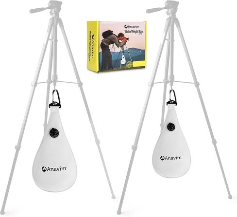 Anavim Water Weight Bag - 8lb & 4lb Portable Water Anchor Bags For Indoor & Outdoor Film Photography - Reduces Camera Tripod Stand Shake - Heavy Duty Hook Clips, Universal Installation - White, 2-Pack in Kuwait