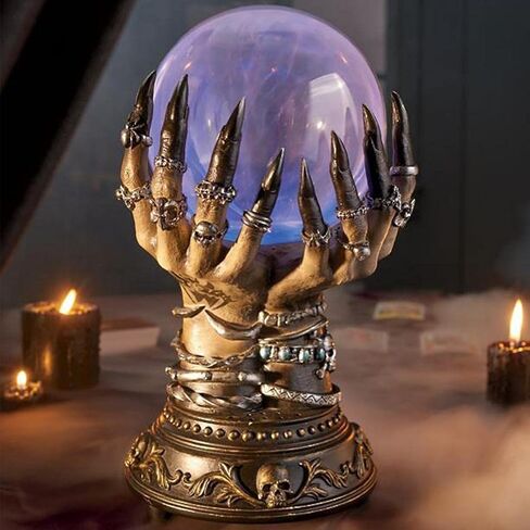Halloween Glowing Crystal Ball, Deluxe Celestial Crystal Ball in The Witch Hand, Glass Plasma Ball Electrostatic Magical Flashing Ball Halloween Decoration Apply to Home Office in Saudi Arabia