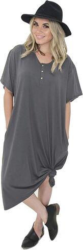 فستان نوم نسائي من Undercover Mama، بأكمام قصيرة وطول كامل، ثوب نوم ناعم in Kuwait