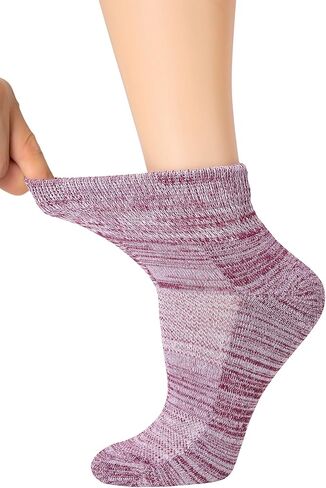 5 أزواج من جوارب Yomandamor النسائية بدون خياطة للكاحل لمرضى السكري، جوارب مبطنة غير مربوطة مع دعم قوس in Kuwait