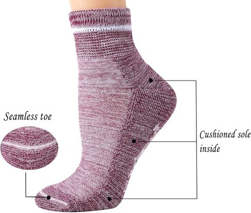 5 أزواج من جوارب Yomandamor النسائية بدون خياطة للكاحل لمرضى السكري، جوارب مبطنة غير مربوطة مع دعم قوس in Kuwait