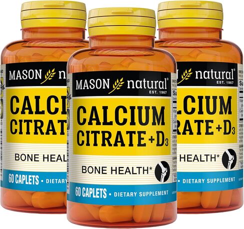 Mason Natural Calcium Citrate Plus Vitamin D3 - Strengthens Muscle Function, for Bone and Overall Health, 60 Caplets (Pack of 3) in Saudi Arabia
