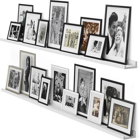 Wallniture Denver White Picture Ledge 72" Floating Shelves for Wall, Bookshelf for Living Room, Bedroom and Nursery Decor, Set of 2 in Kuwait