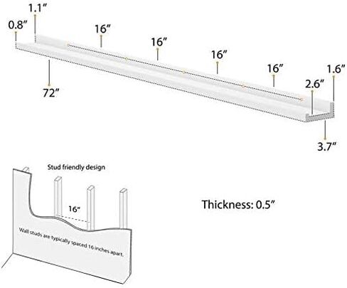 Wallniture Denver White Picture Ledge 72" Floating Shelves for Wall, Bookshelf for Living Room, Bedroom and Nursery Decor, Set of 2 in Kuwait