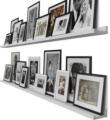 Wallniture Denver White Picture Ledge 72" Floating Shelves for Wall, Bookshelf for Living Room, Bedroom and Nursery Decor, Set of 2 in Kuwait