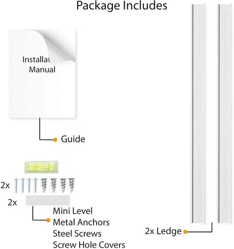 Wallniture Denver White Picture Ledge 72" Floating Shelves for Wall, Bookshelf for Living Room, Bedroom and Nursery Decor, Set of 2 in Kuwait