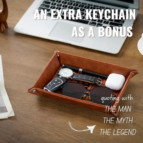 INNObeta Retirement Gifts for Men, Valet Tray, Desktop Storage Organizer PU Leather Bedside Tray Key Coin Holder for Papa, Perfect for Birthday, Christmas Father's Day - This Legend Has Retired in Kuwait