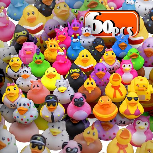 Diteryy 60 حزمة من البط المطاطي لألعاب الاستحمام للأطفال وبط الجيب للبط - بطة مطاطية لسيارات الجيب - تشكيلة ألعاب حمام الطفل - هدايا الحفلات in Kuwait