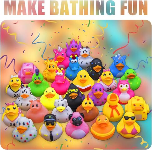 Diteryy 60 حزمة من البط المطاطي لألعاب الاستحمام للأطفال وبط الجيب للبط - بطة مطاطية لسيارات الجيب - تشكيلة ألعاب حمام الطفل - هدايا الحفلات in Kuwait