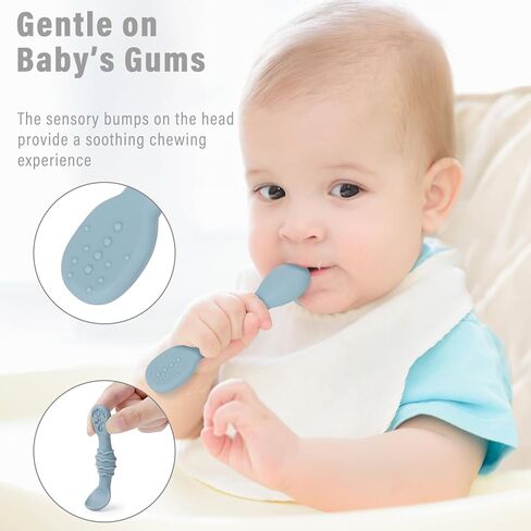 Socub Baby Spoons Self Feeding 6 Months, Silicone Baby Spoon First Stage for Toddlers, Baby Feeding Spoon for Babies 6-12 Months, Baby Led Weaning Utensils BPA Free, Dishwasher Safe- Set of 4 Pack in Kuwait