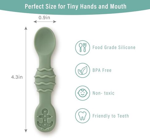 Socub Baby Spoons Self Feeding 6 Months, Silicone Baby Spoon First Stage for Toddlers, Baby Feeding Spoon for Babies 6-12 Months, Baby Led Weaning Utensils BPA Free, Dishwasher Safe- Set of 4 Pack in Kuwait