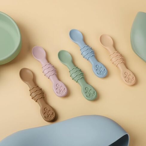 Socub Baby Spoons Self Feeding 6 Months, Silicone Baby Spoon First Stage for Toddlers, Baby Feeding Spoon for Babies 6-12 Months, Baby Led Weaning Utensils BPA Free, Dishwasher Safe- Set of 4 Pack in Kuwait