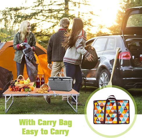 اي او لي جي طاولة تخييم قابلة للطي، طاولة نزهة محمولة قابلة للطي خفيفة الوزن في الهواء الطلق، طاولة شاطئ 3 طيات بمقبض للحمل للحفلات والنزهات والشاطئ والتخييم والمنزل والمكتب والطبخ والشاطئ in Kuwait