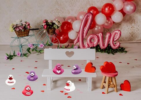Valentine's Day Rubber Duck Toy Duckies for Kids, Four Solid Colors with Salutations, Bath Birthday Gifts Baby Showers Classroom Summer Beach and Pool Activity, 2" (6 Pack) in Saudi Arabia