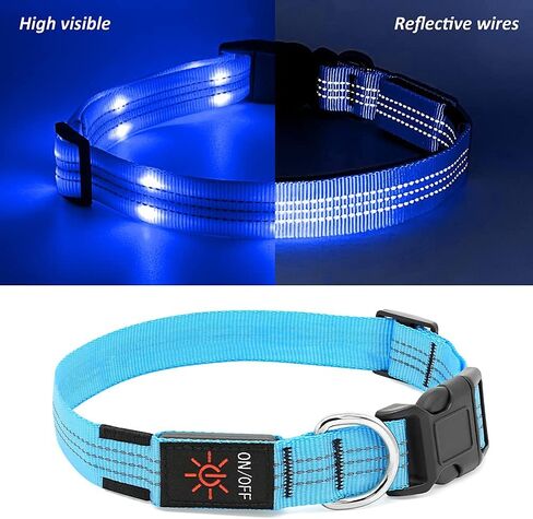 PZRLit أطواق الكلاب المضيئة للكلاب الصغيرة والمتوسطة والكبيرة، طوق كلب LED قابل للتعديل، طوق متوهج ناعم قابل لإعادة الشحن للمشي ليلاً للكلاب والقطط، وردي in Kuwait