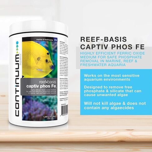Continuum Aquatics Reef-Basis Captiv Phos Fe - highly efficient ferric oxide filtration media for safe and effective phosphate removal in marine, reef and freshwater aquaria in Saudi Arabia