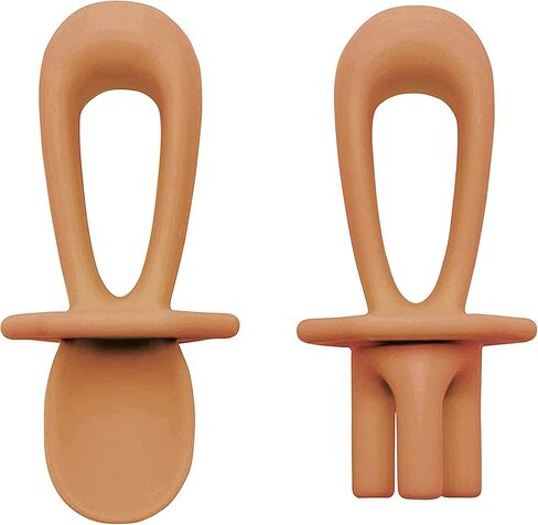 Tiny Twinkle Silicone Training Utensils - Baby Spoons and Baby Forks For Self-Feeding Training - Silicone Baby Led Weaning Utensils For Toddlers And Babies 6-24 Months - Baby Feeding Supplies (Coral) in Saudi Arabia