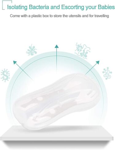 ملاعق أدوات الأطفال من كيو شير مع حقيبة آمنة للسفر، ملعقة تدريب على تغذية الأطفال الصغار مع سهولة الإمساك ووظيفة قابلة للانحناء، ملاعق تعليمية مثالية للتغذية الذاتية... in Kuwait