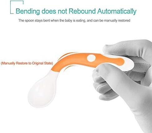 ملاعق أدوات الأطفال من كيو شير مع حقيبة آمنة للسفر، ملعقة تدريب على تغذية الأطفال الصغار مع سهولة الإمساك ووظيفة قابلة للانحناء، ملاعق تعليمية مثالية للتغذية الذاتية... in Kuwait