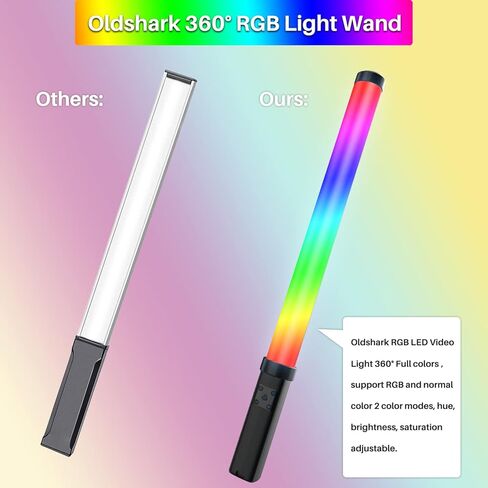 عصا ضوء ليد شارك المحمولة ، 360 درجة عصا ضوء التصوير الفوتوغرافي 9 ألوان لإضاءة فيديو التصوير الفوتوغرافي ، تيك توك ، بورتريت ، مع بطارية ليثيوم مدمجة 3.7/2000 مللي أمبير في الساعة قابلة لإعادة الشحن in Kuwait