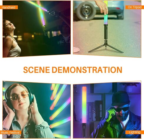 عصا ضوء ليد شارك المحمولة ، 360 درجة عصا ضوء التصوير الفوتوغرافي 9 ألوان لإضاءة فيديو التصوير الفوتوغرافي ، تيك توك ، بورتريت ، مع بطارية ليثيوم مدمجة 3.7/2000 مللي أمبير في الساعة قابلة لإعادة الشحن in Kuwait
