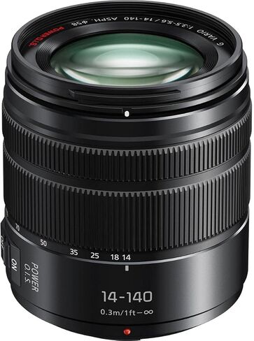 عدسة تكبير تليفوتوغرافي مقاس 14-140 مم من باناسونيك لوميكس جي فاريو مع F3.5-5.6 II ASPH، وحامل Micro Four Thirds بدون مرآة وقوة O.I.S. - H-FSA14140 (متجدد) in Kuwait