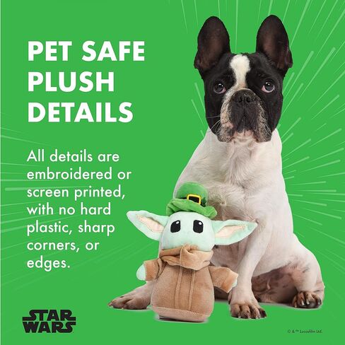 Star Wars St Patty's 6" Grogu Leprechaun Squeaker Pet Toy | St. Patrick’s Day Toy Themed Grogu Baby Yoda The Child | Large Grogu Dog Squeaker Toy for Dogs, Baby Yoda Dog Toy in Saudi Arabia