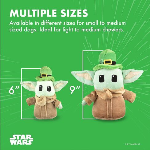 Star Wars St Patty's 6" Grogu Leprechaun Squeaker Pet Toy | St. Patrick’s Day Toy Themed Grogu Baby Yoda The Child | Large Grogu Dog Squeaker Toy for Dogs, Baby Yoda Dog Toy in Saudi Arabia